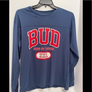 Pacsun Budweiser King Of Beers Shirt, Mens, Size M, Long Sleeve, Crew Neck